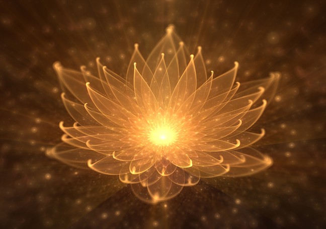 Radiant Orange Lotus With Rays Of Light, Water Lily, Enlightenme